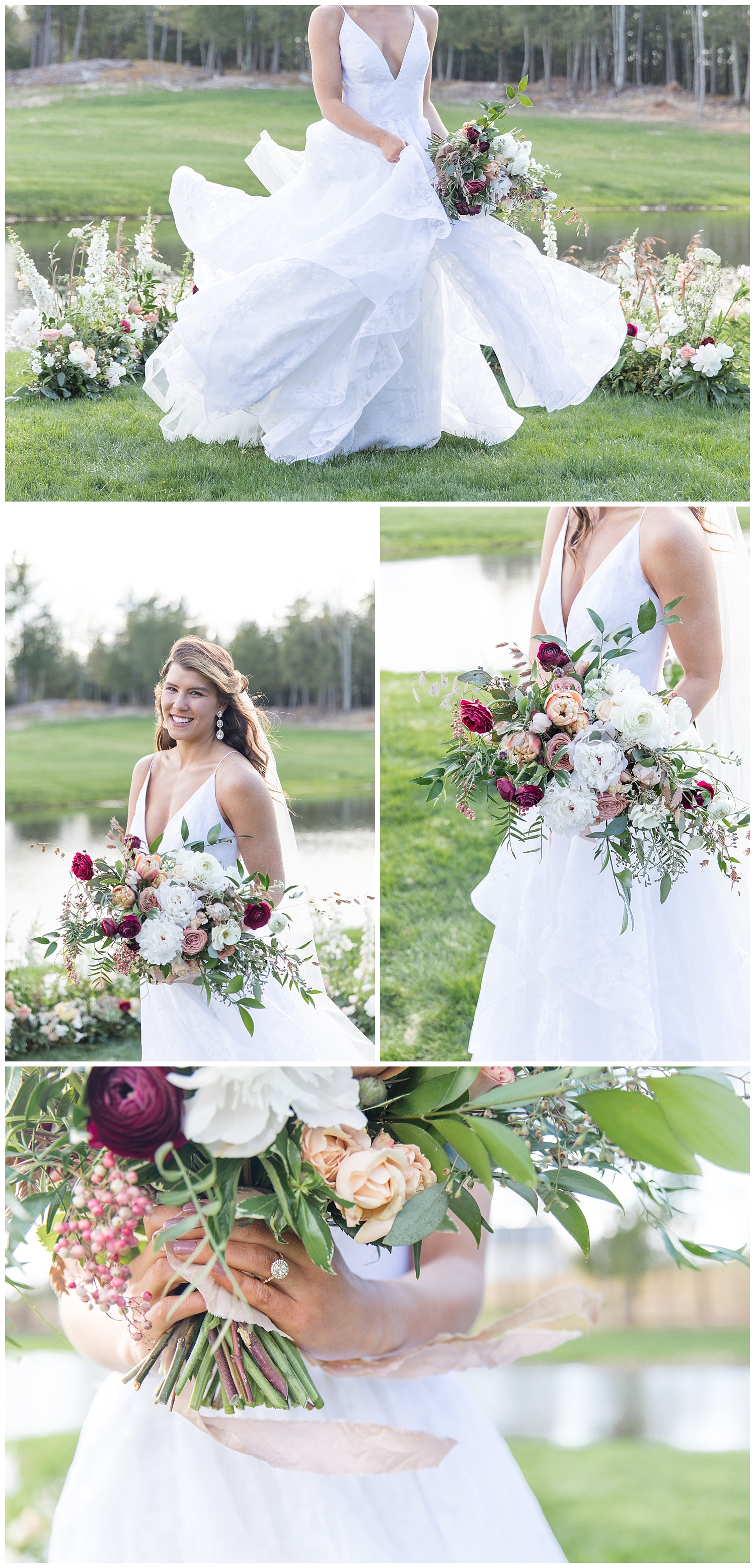 Portland, Maine wedding inspiration shoot at William Allen Farm with photography by halie. Floral design by Honeysuckle Way. Model Kaitlyn Beckwith and gown provided by Andrea's Bridal.