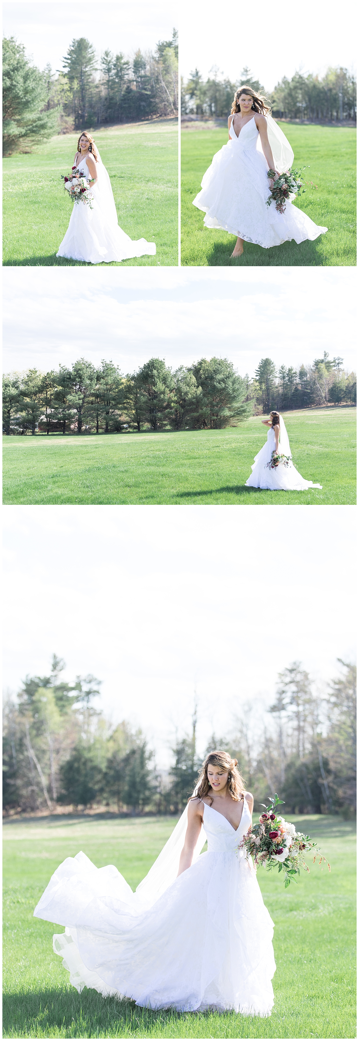 Portland, Maine wedding inspiration shoot at William Allen Farm with photography by halie. Floral design by Honeysuckle Way. Model Kaitlyn Beckwith and gown provided by Andrea's Bridal.