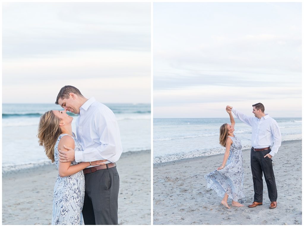 Seacoast, NH engagement photos at Jenness Beach in Rye, NH, photography by halie.