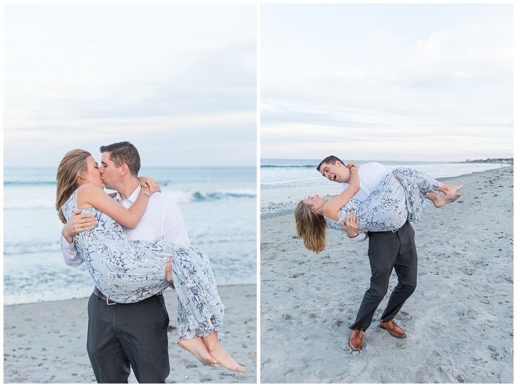 Seacoast, NH engagement photos at Jenness Beach in Rye, NH, photography by halie.