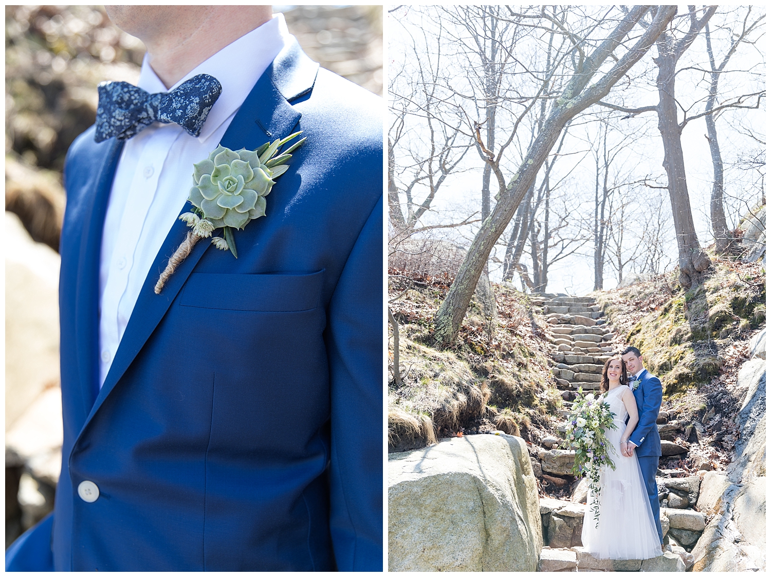 Intimate Coastal, North Shore Elopement at Half Moon Beach in Gloucester, MA. Photography, by Halie Olszowy. Suit by Hive & Colony.