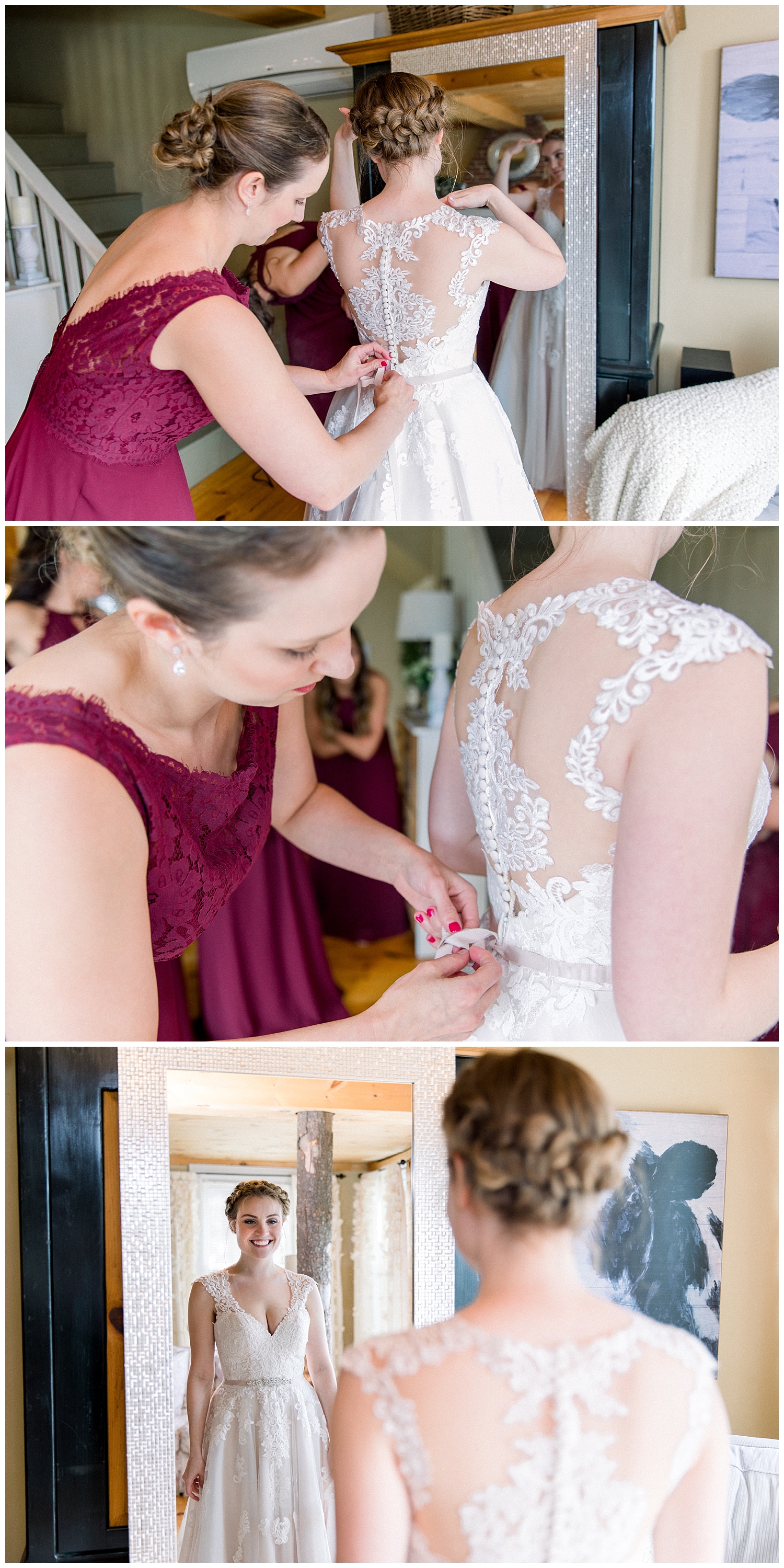 Stella York wedding gown at Goffstown, New Hampshire wedding at a private estate. Photography by Halie Olszowy.