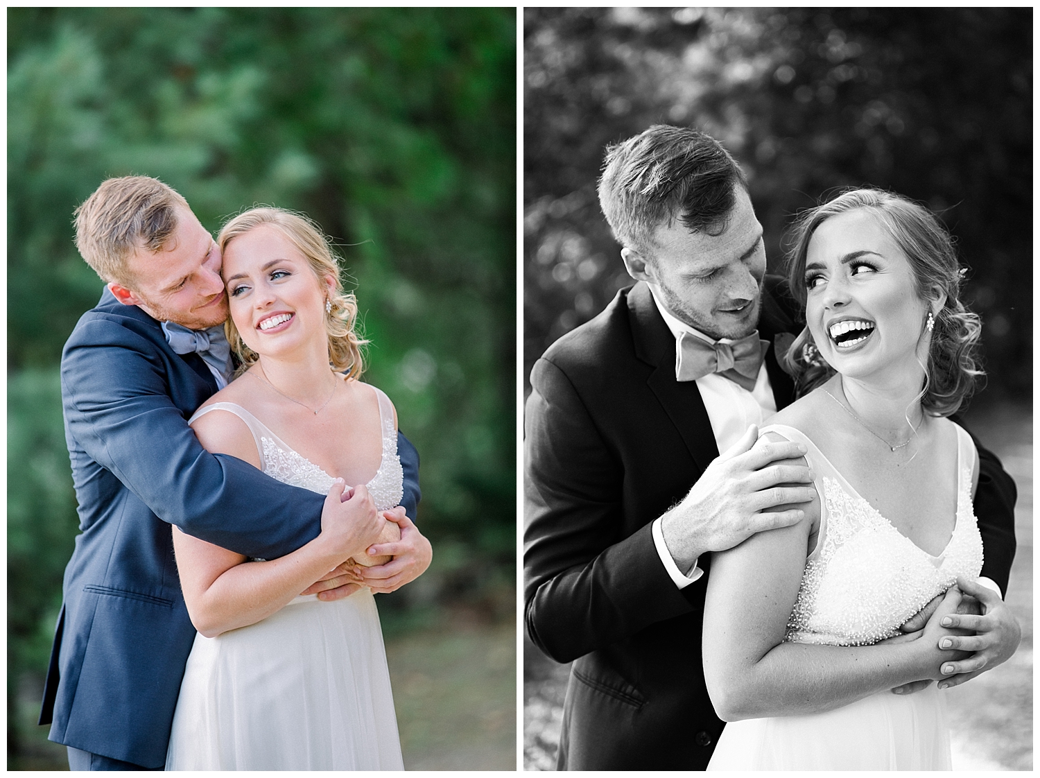Bride and Groom Portraits after their First Look at a Sugarloaf Mountain Resort Wedding in Maine, photos by Halie Olszowy.