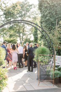 Pros and Cons of a First Look - cocktail hour at Scituate MA Wedding, kennedy's garden