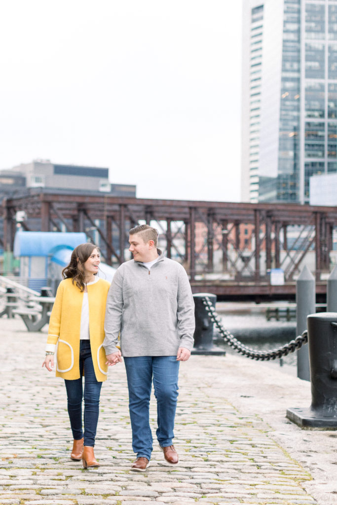 Boston Seaport Engagement Session along Boston Harbor