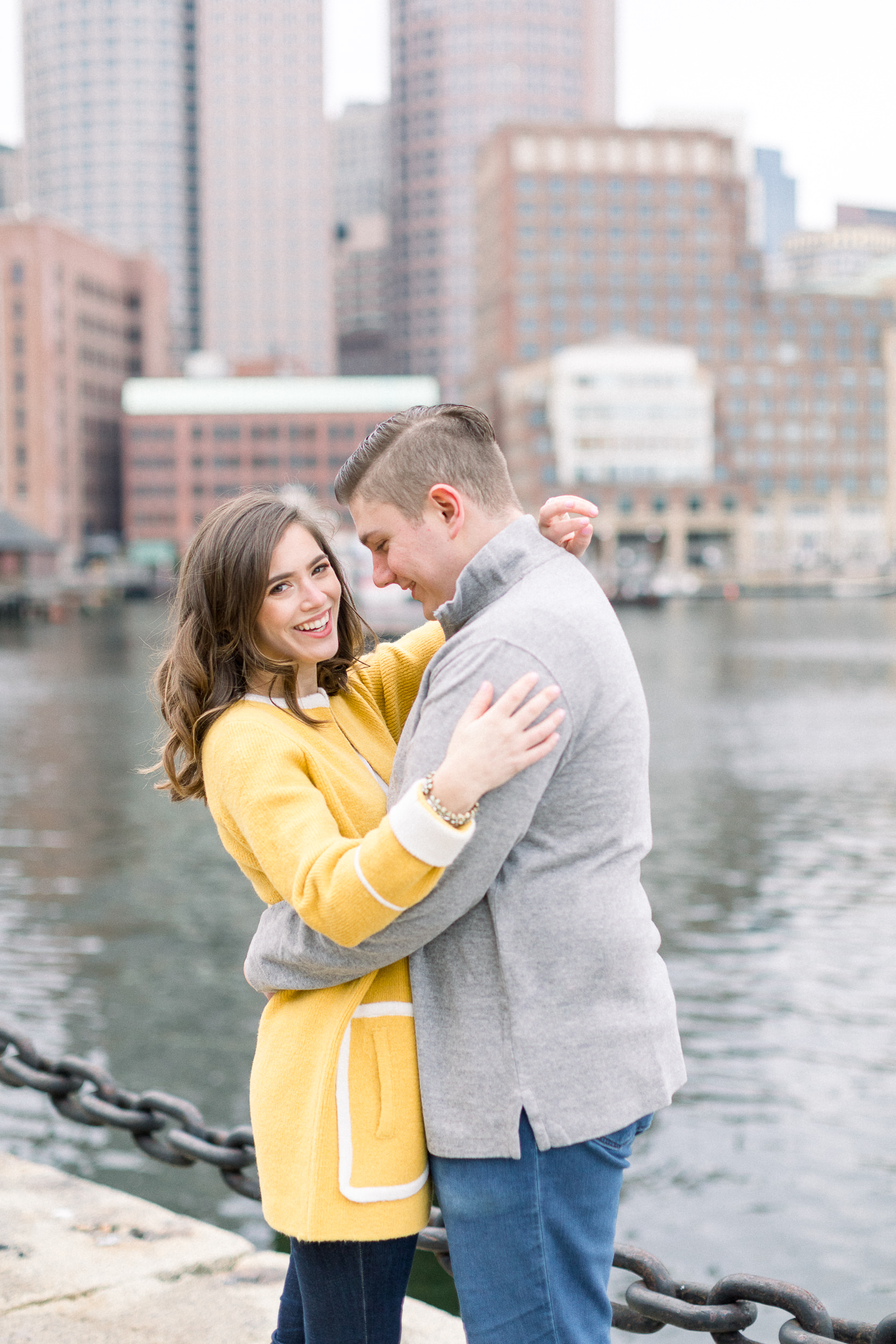 Boston Seaport Engagement Session along Boston Harbor