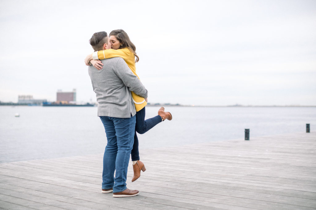 Boston Seaport Engagement Session along Boston Harbor