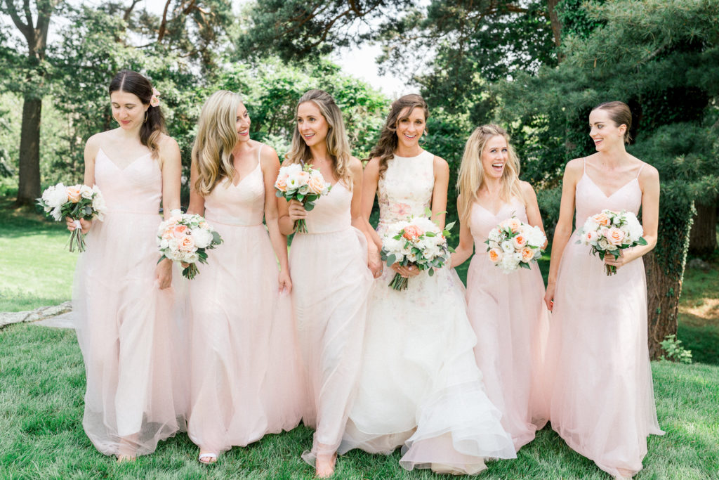 Lazaro bride and bridesmaids at Wentworth by the Sea NH wedding