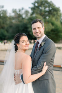 Stamford Yacht Club Wedding - CT wedding sunset photos with classic BLHDN strapless dress