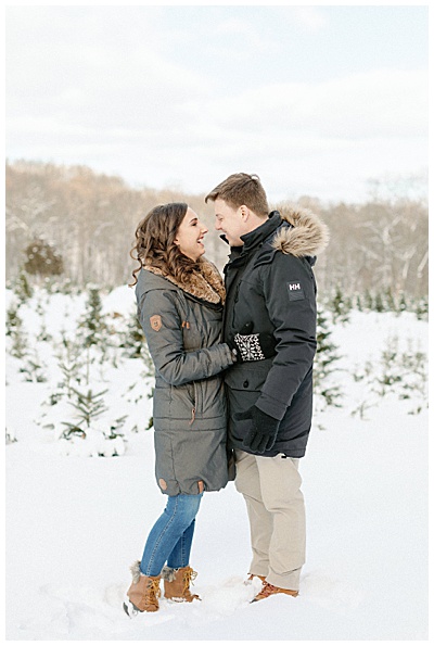Boston Holiday Tree Farm Engagement Photos