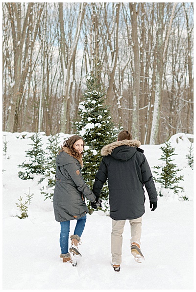 Boston Holiday Tree Farm Engagement Photos