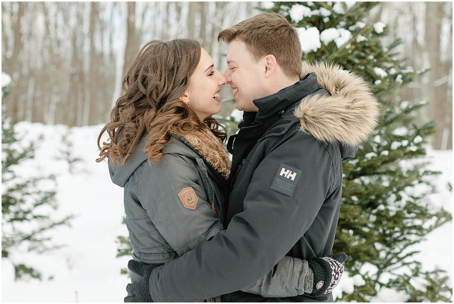 Boston Holiday Tree Farm Engagement Photos