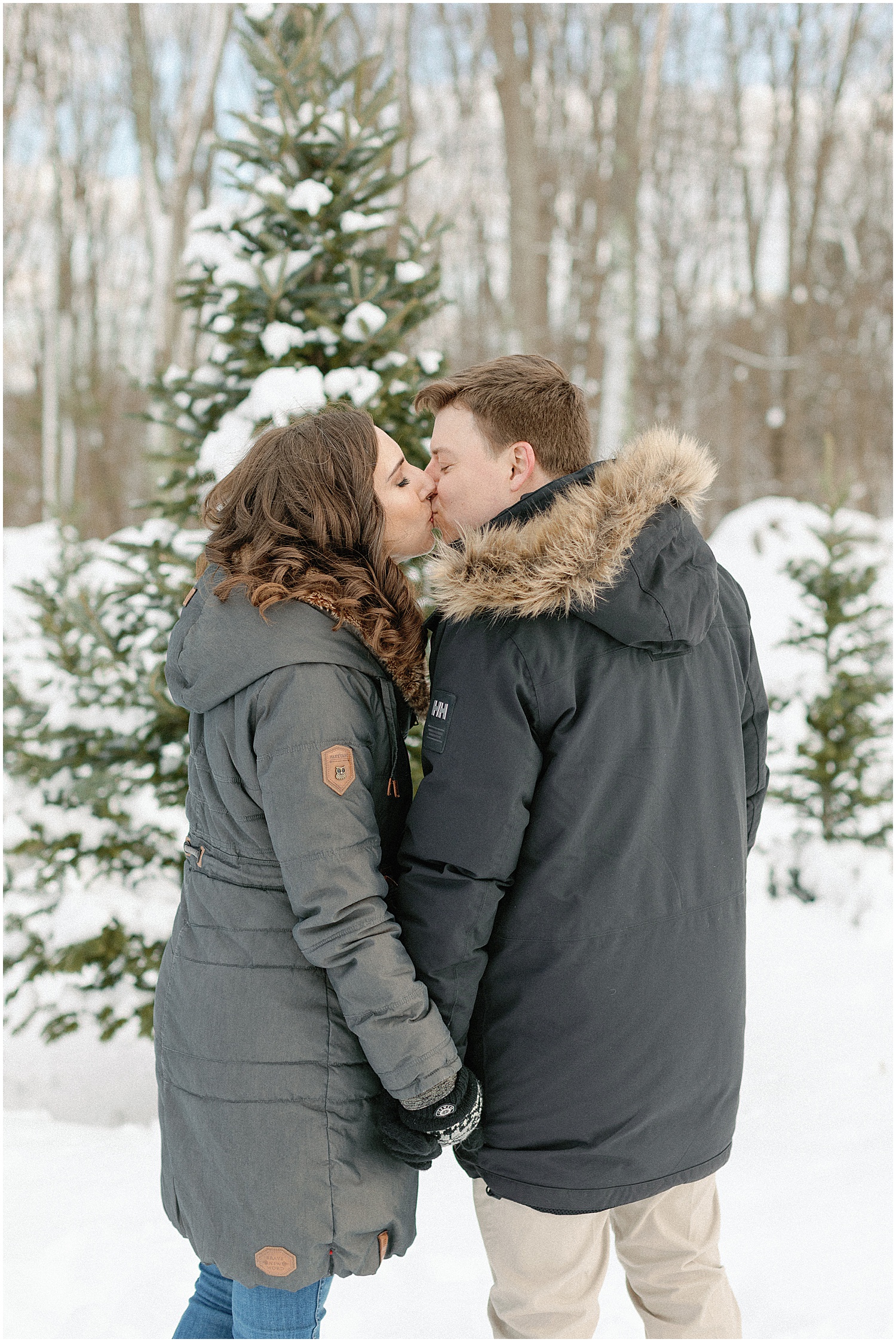 Boston Holiday Tree Farm Engagement Photos