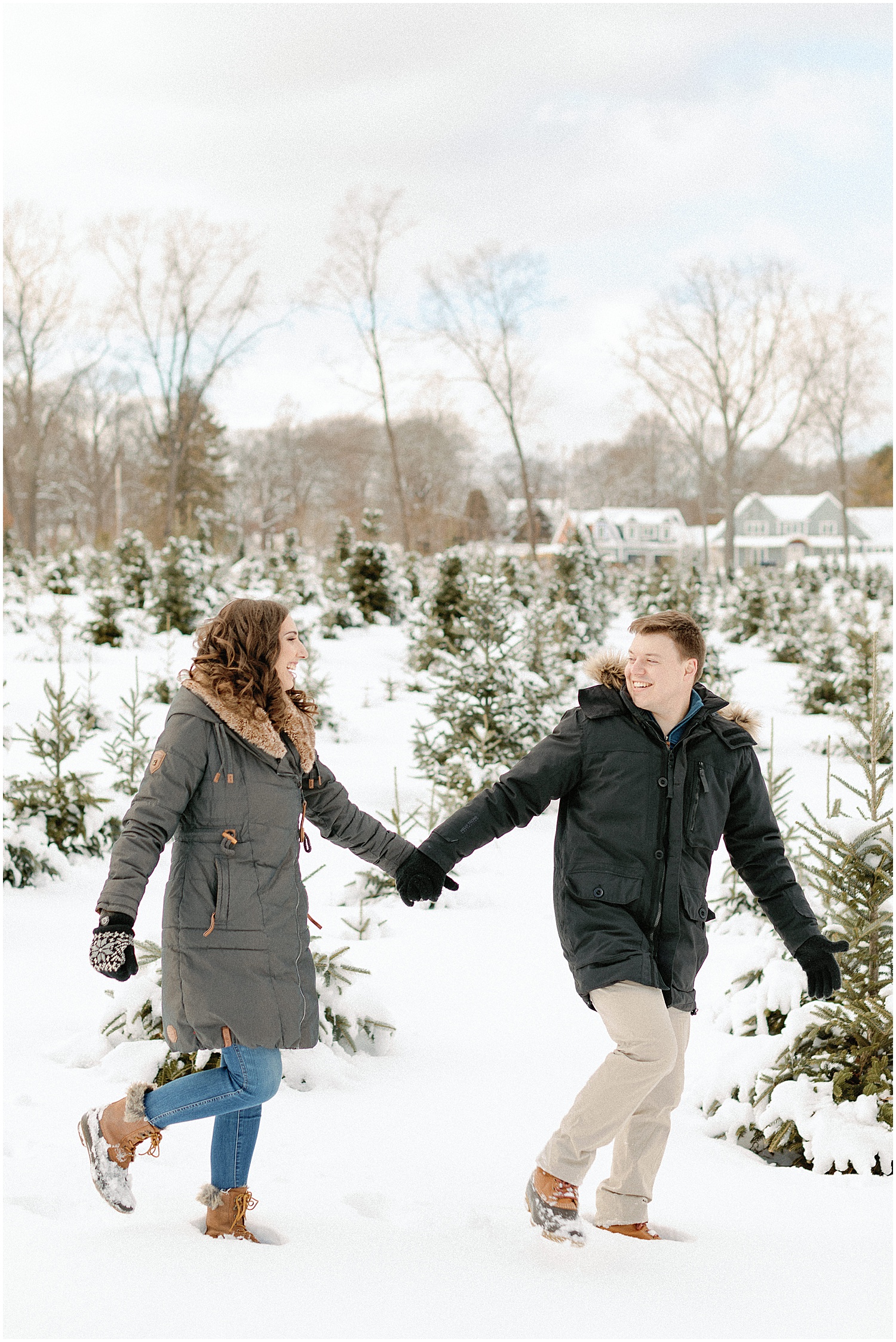 Boston Holiday Tree Farm Engagement Photos