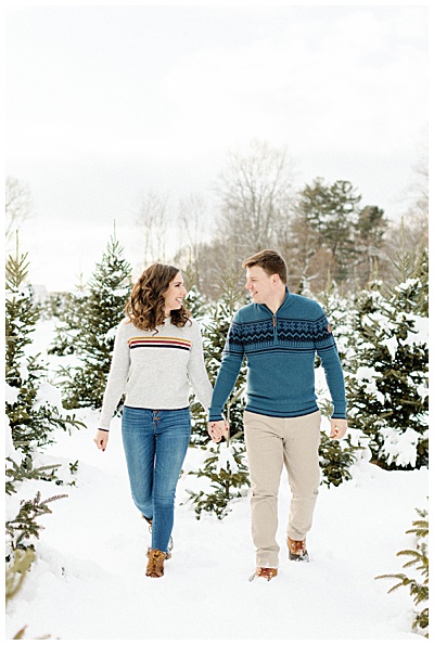 Boston Holiday Tree Farm Engagement Photos