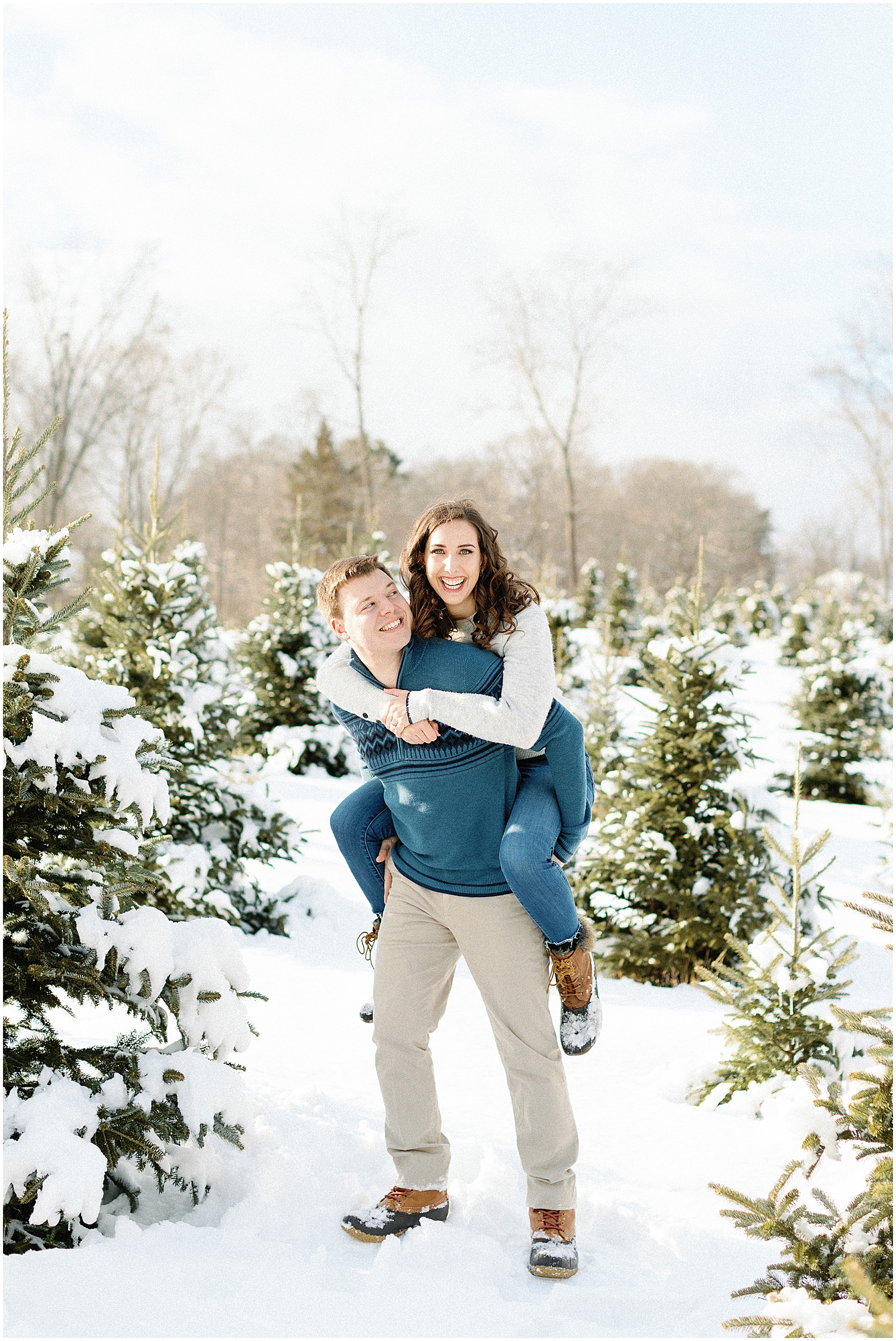 Boston Holiday Tree Farm Engagement Photos