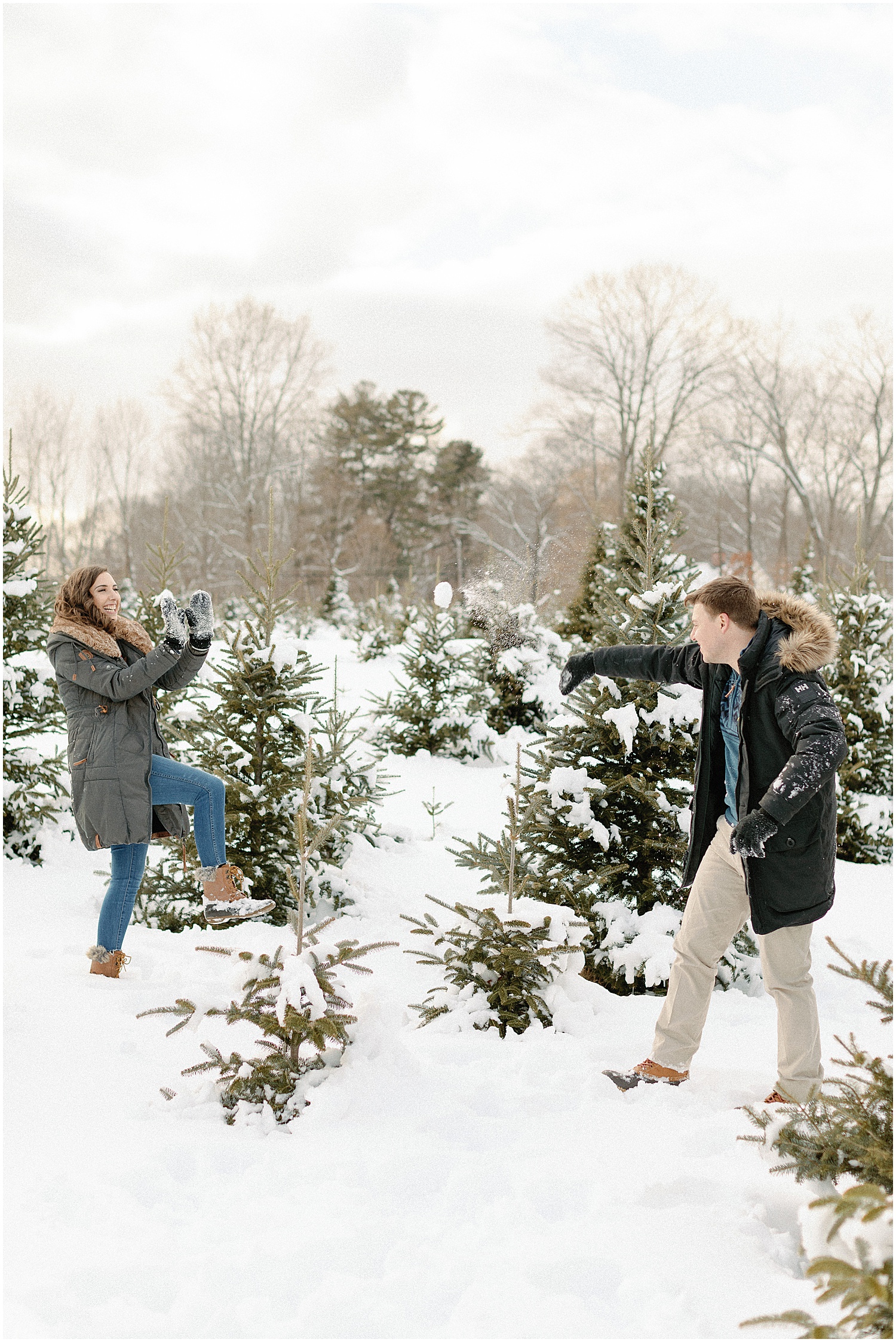 Boston Holiday Tree Farm Engagement Photos