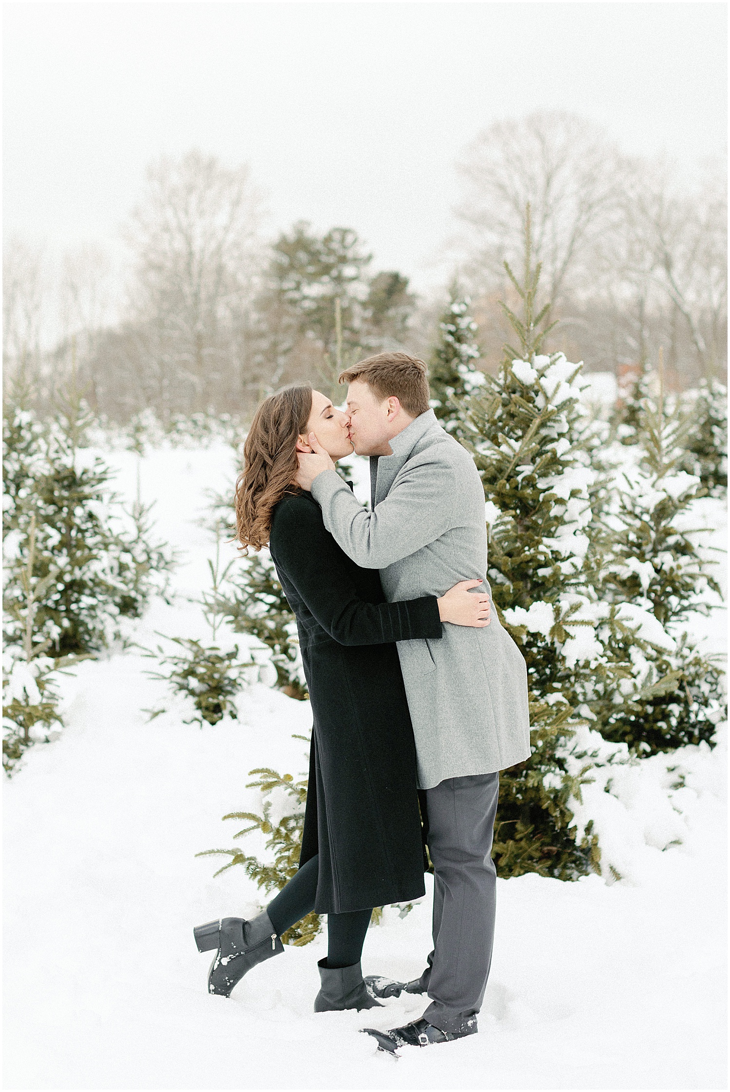 Boston Holiday Tree Farm Engagement Photos