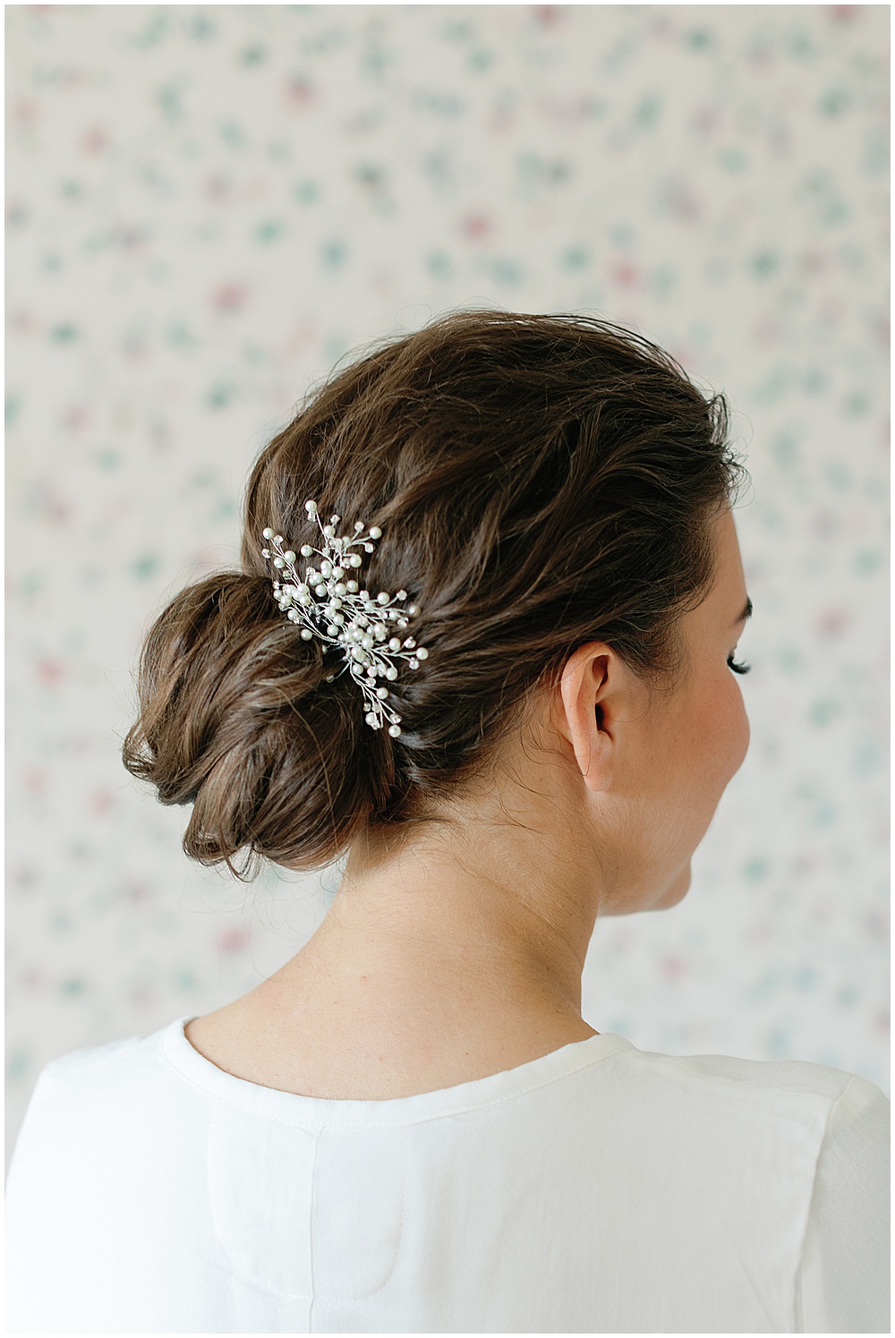 bridal updo in low bun at kennebunkport maine wedding
