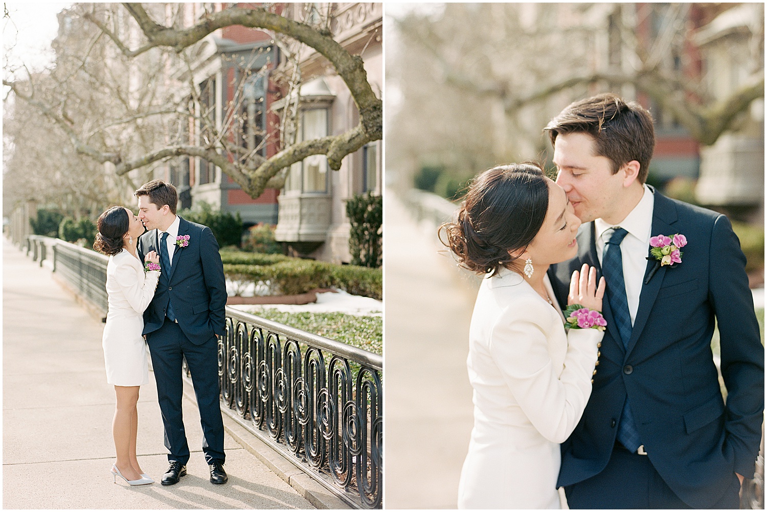 Winter elopement photos in downtown Boston