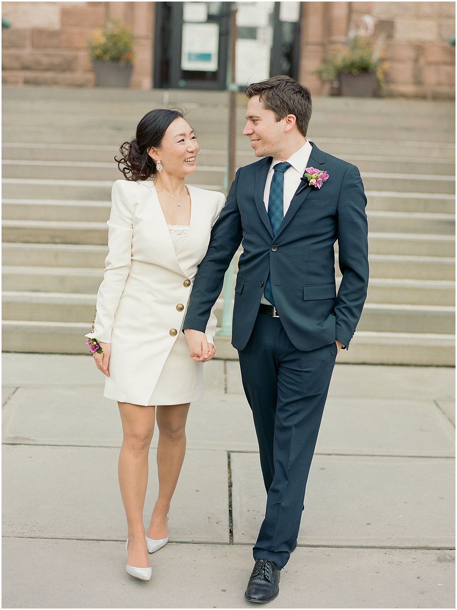 Winter elopement photos at Cambridge City Hall