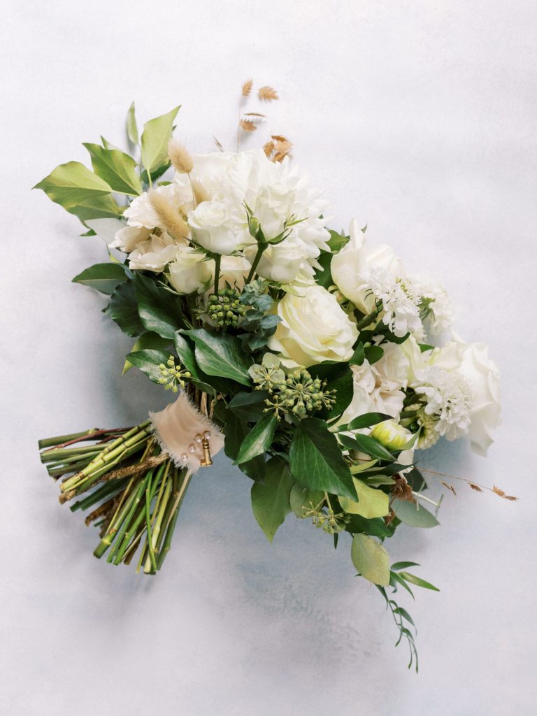 White bridal bouquet for Dune at Wychmere Beach Club Wedding