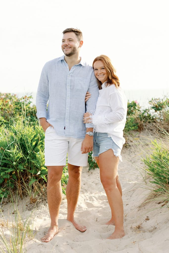 Coastal, casual engagement session attire