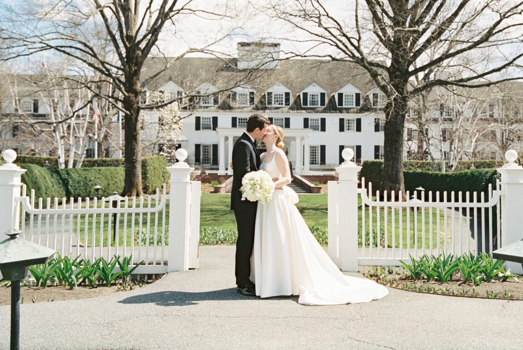 Woodstock Inn Spring Wedding Bride and Groom portrait
