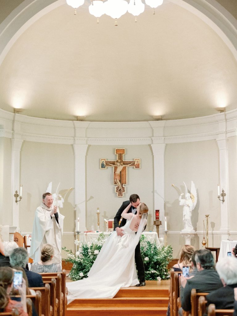 Wedding ceremony at Our Lady of the Snows Church in Woodstock, VT