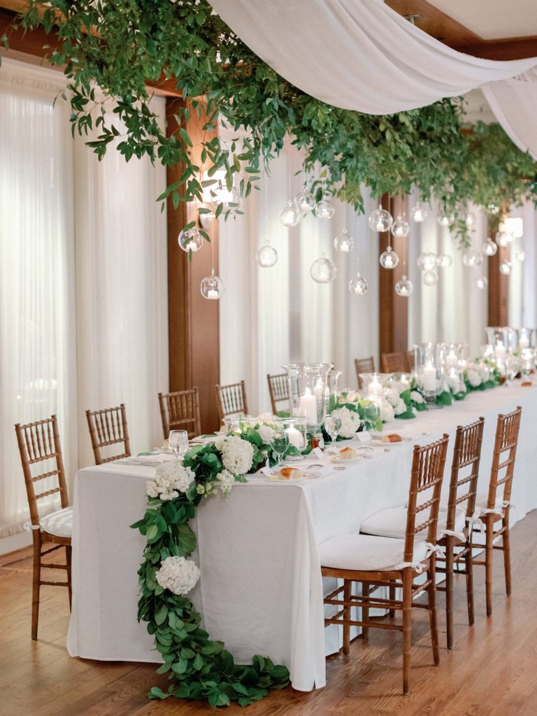Reception decor at the Woodstock Inn for spring wedding