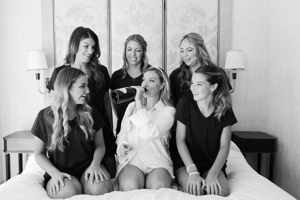 Bride and bridesmaids getting ready photo at the Four Seasons in Boston