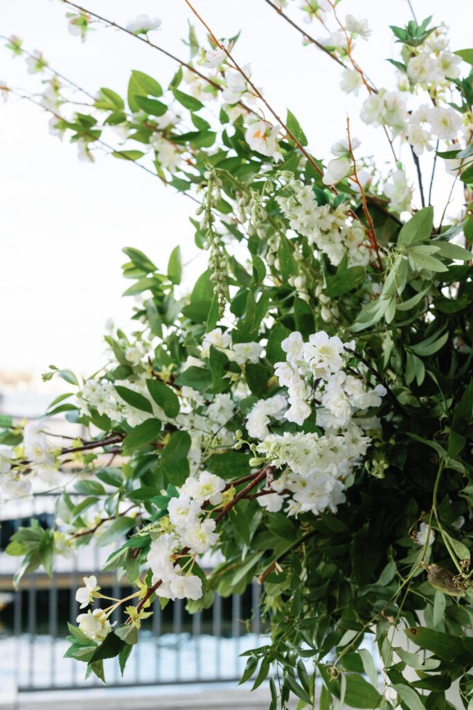 Ceremony floral decor for ICA Boston wedding
