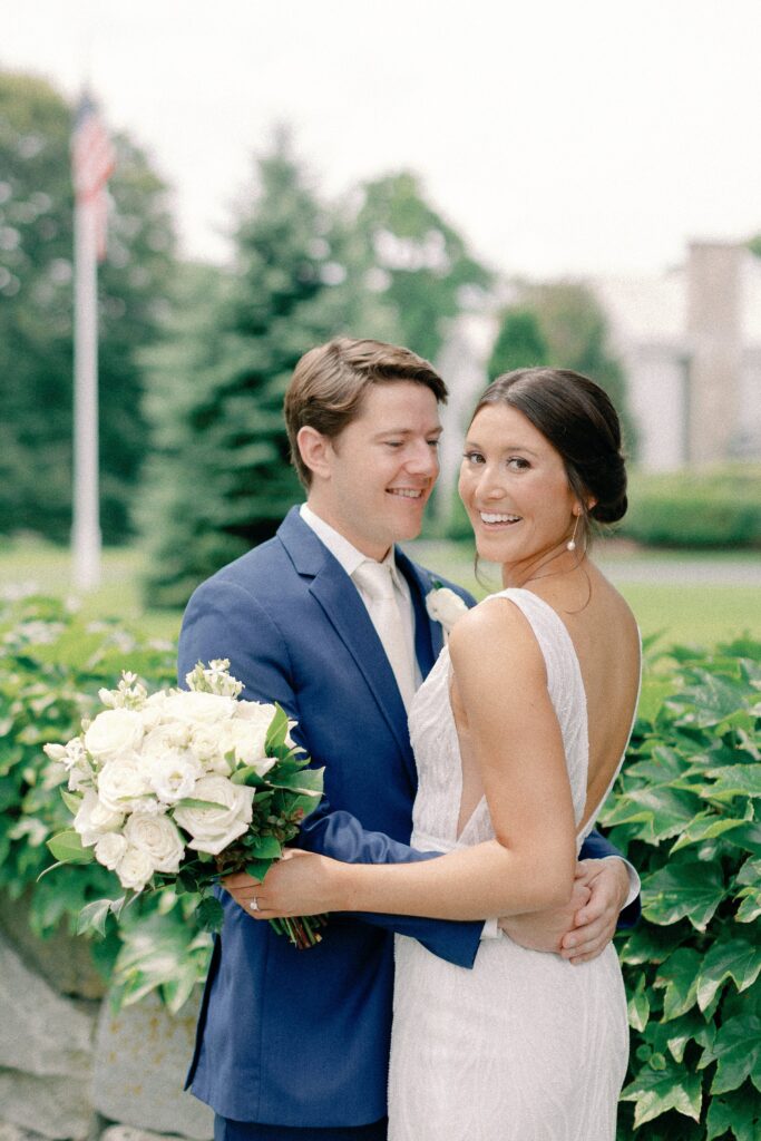 Bride and groom portrait for Coastal New England Tented Wedding