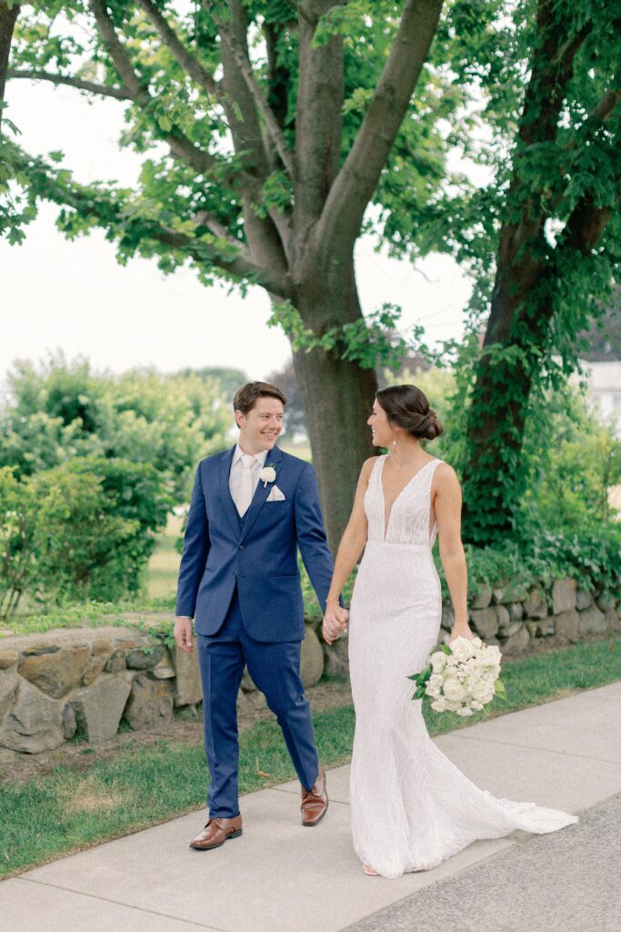 Bride and groom portrait for Coastal New England Tented Wedding