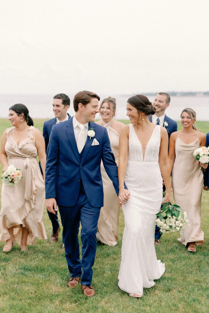 Wedding party portraits for summer wedding on the coast of New Hampshire