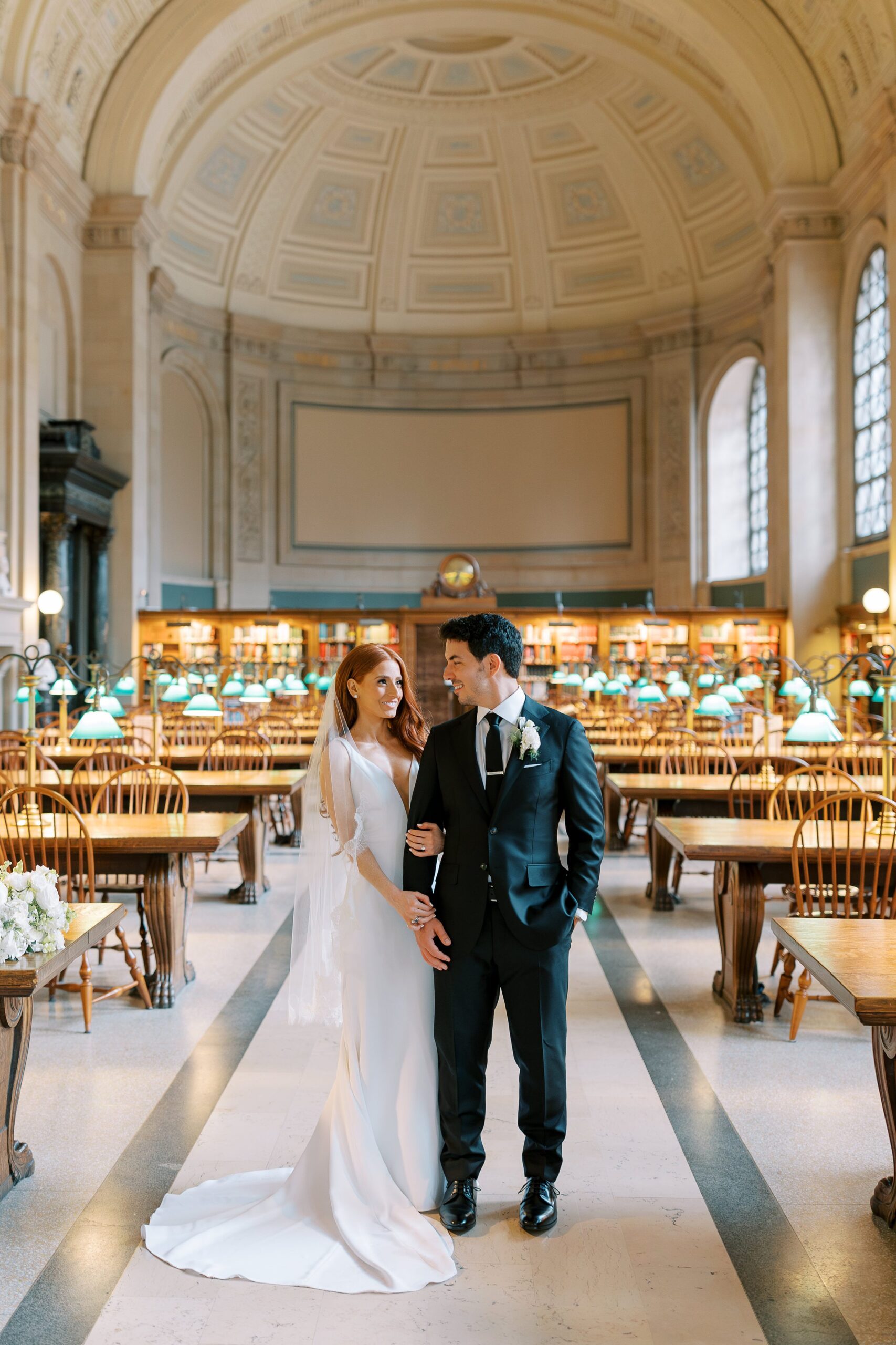 Boston Public Library Summer Wedding Portrait