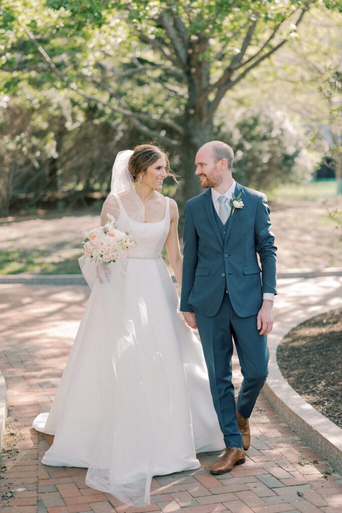 Bride and groom wedding day portrait for Boston Seaport wedding at The Exchange Conference Center