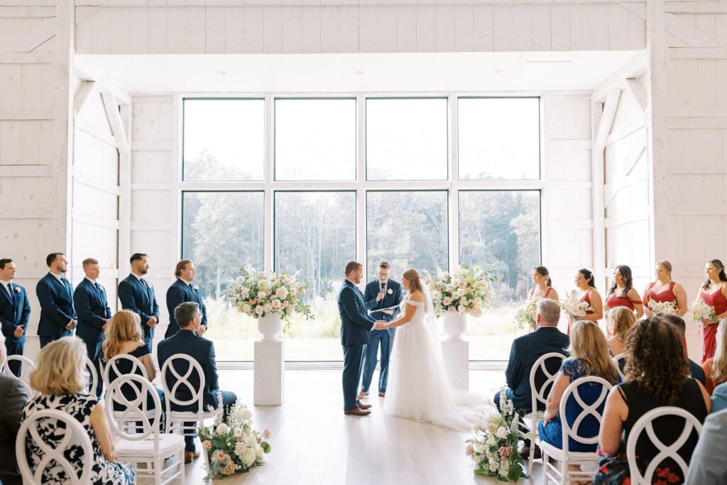 Indoor ceremony at The Greenery at McKenzie's Farm Wedding