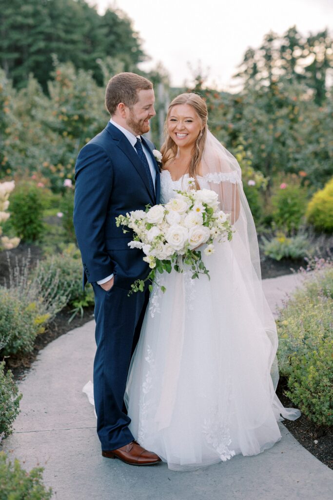 Bride and groom portrait in the orchard at The Greenery at McKenzie's Farm