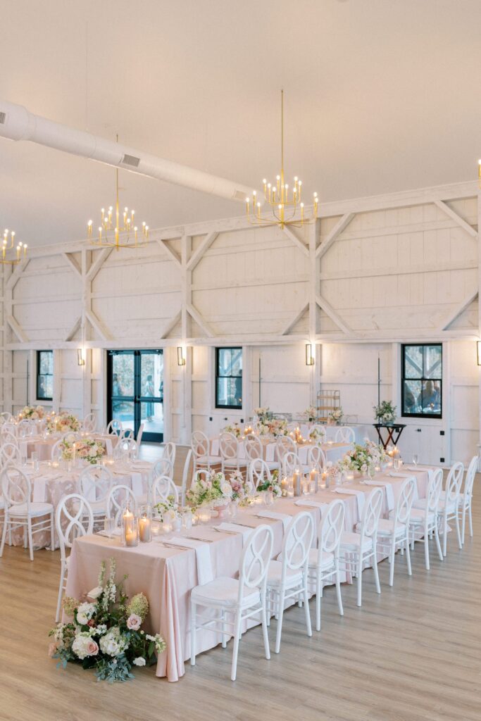 White and bright reception space at The Greenery at McKenzie's Farm Wedding