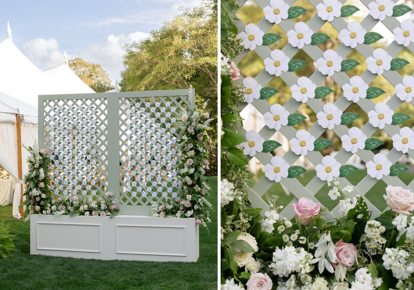 Flower trellis escort card display