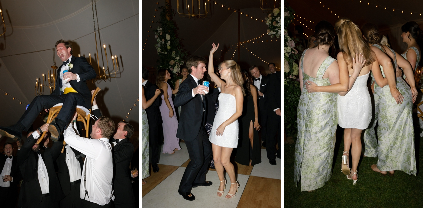 Groom dancing the horah at his wedding reception
