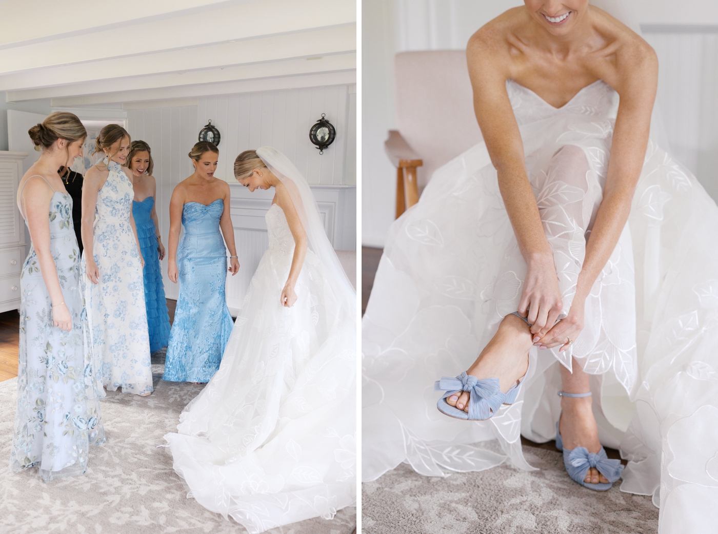 Bride getting ready for her destination wedding in Newport, RI