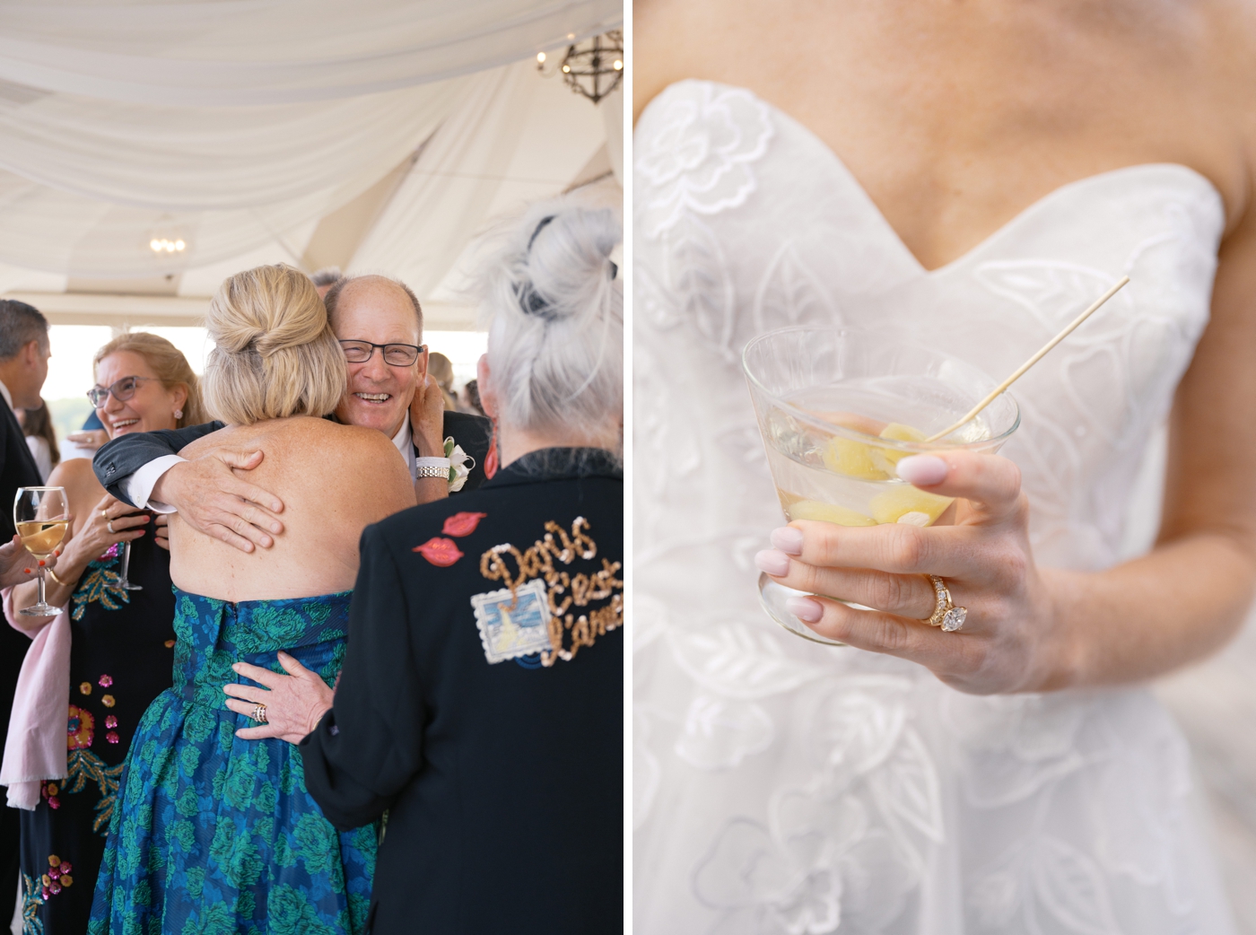 Bride holding a martini