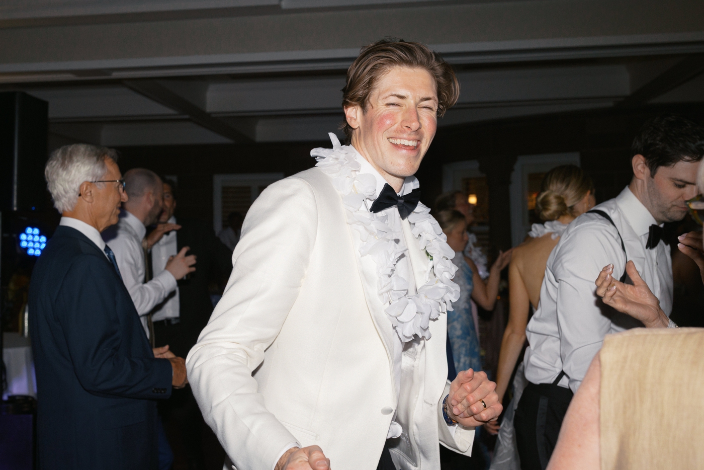 Groom dancing at his Newport wedding reception
