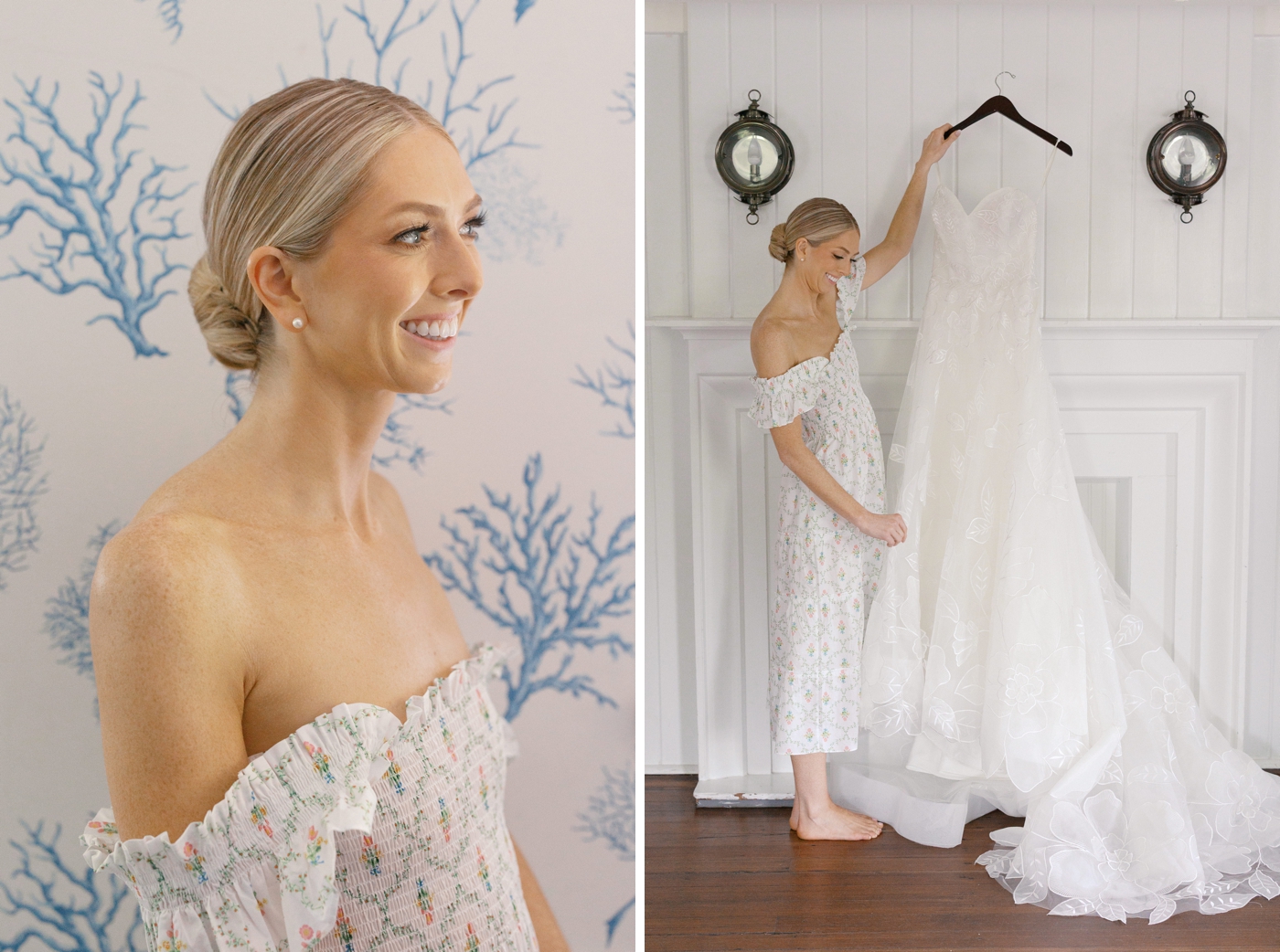 Bride getting ready for her destination wedding in Newport, RI