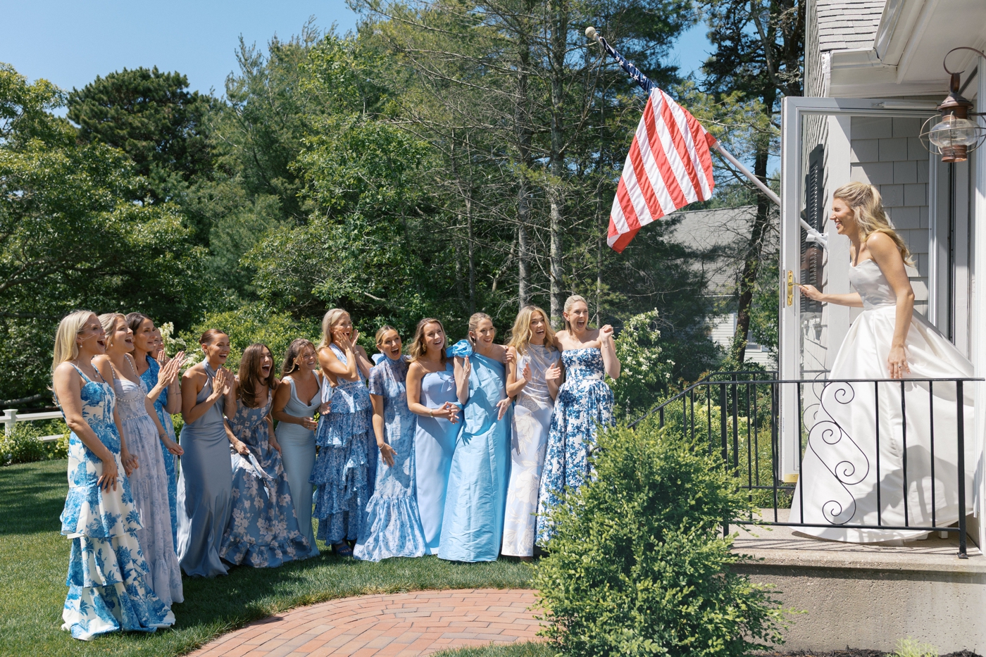 First look with bridesmaids