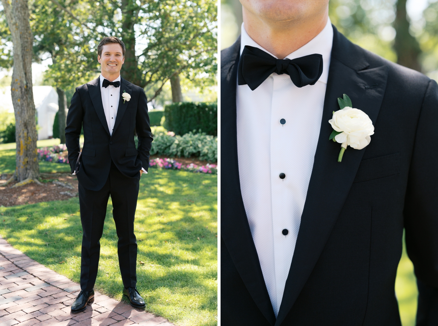 Groom getting ready for his wedding at Wychmere Beach Club