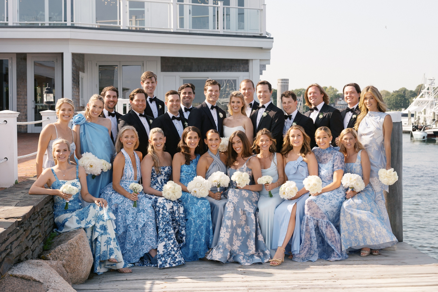 Bridal party portraits at Wychmere Beach Club
