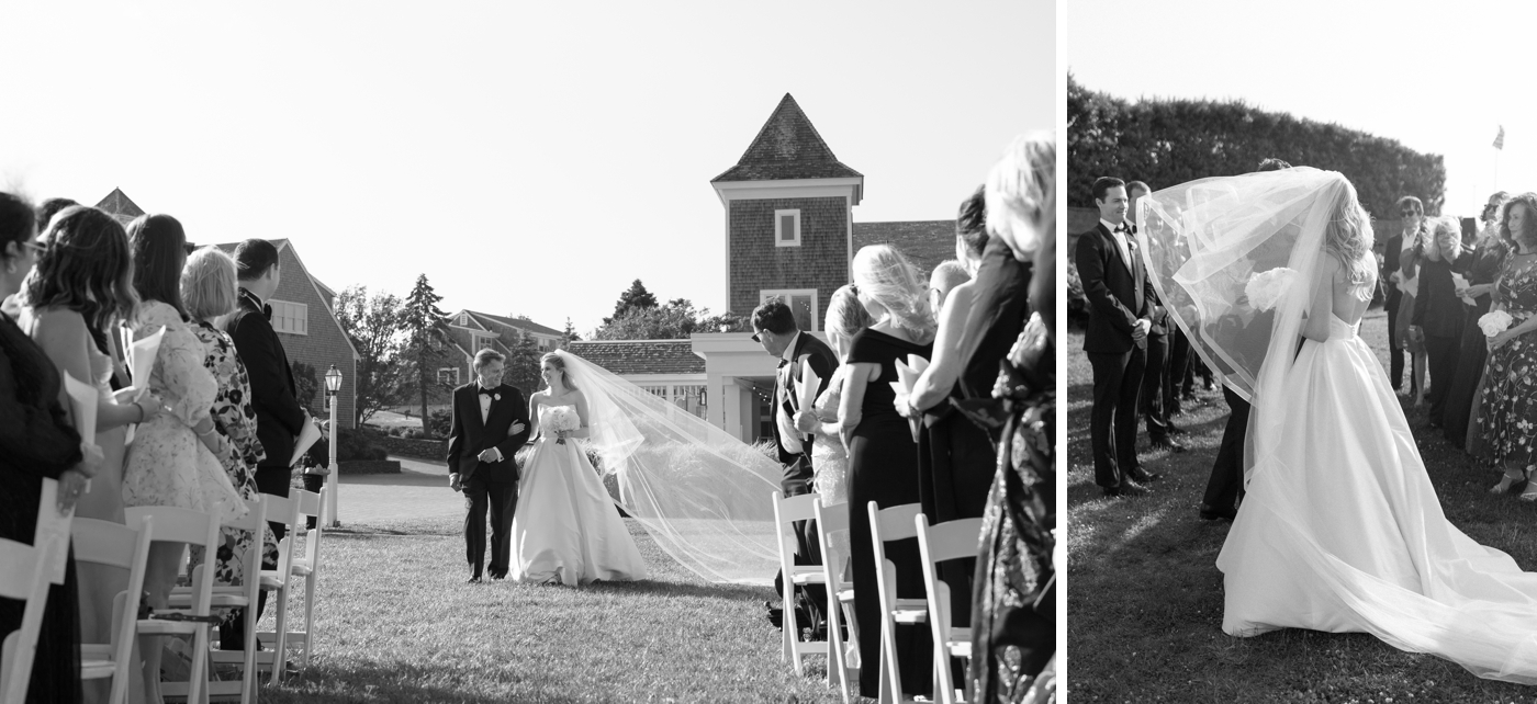 Father of the bride walking bride down the aisle